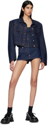 Pushbutton Navy Cutout Denim Bustier