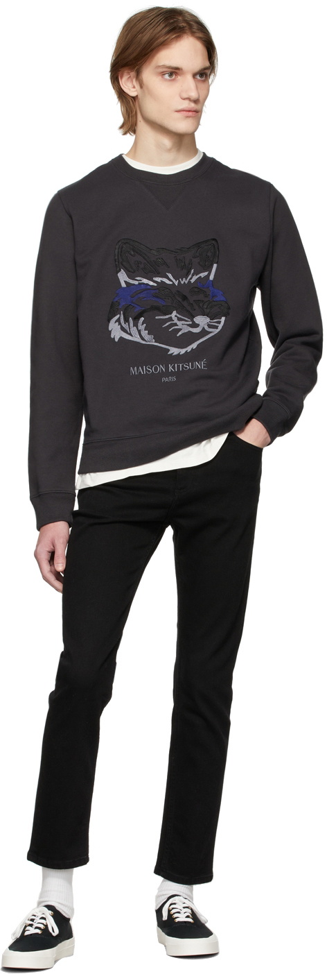 Maison Kitsuné Black Big Fox Embroidery Sweatshirt Maison Kitsune