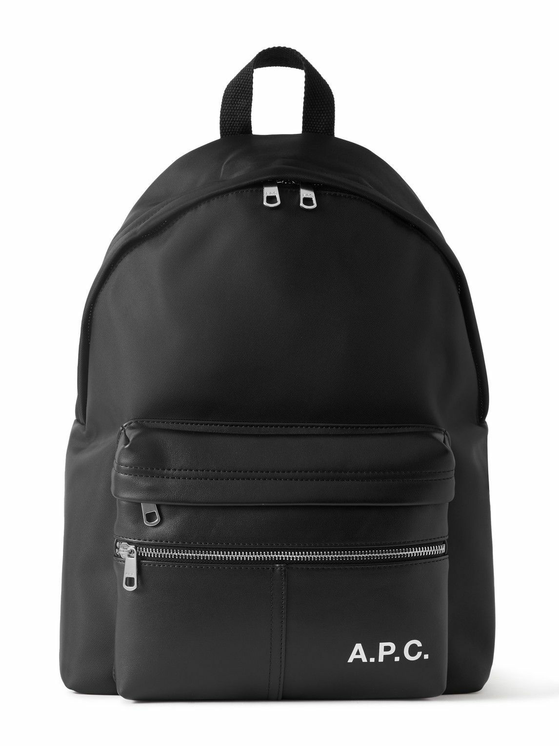 Photo: A.P.C. - Logo-Print Leather-Trimmed Shell Backpack