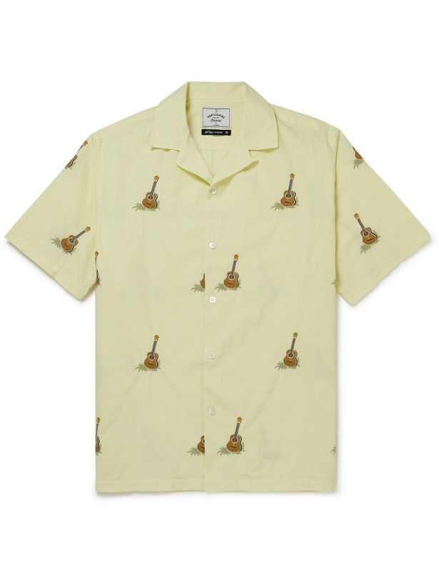 Photo: Portuguese Flannel - Camp-Collar Embroidered Cotton-Poplin Shirt - Yellow