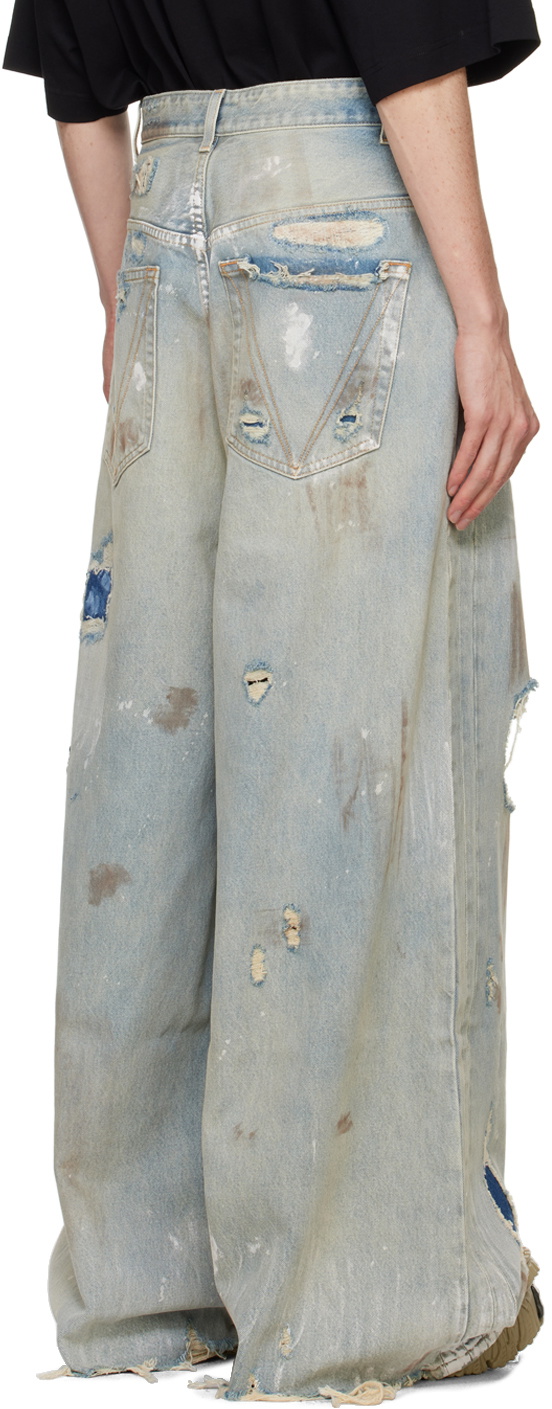 【関税込み】VETEMENTS ブルー Trashed Big Shape ジーンズ VETEMENTS Blue Trashed Big Shape Jeans Vetements
