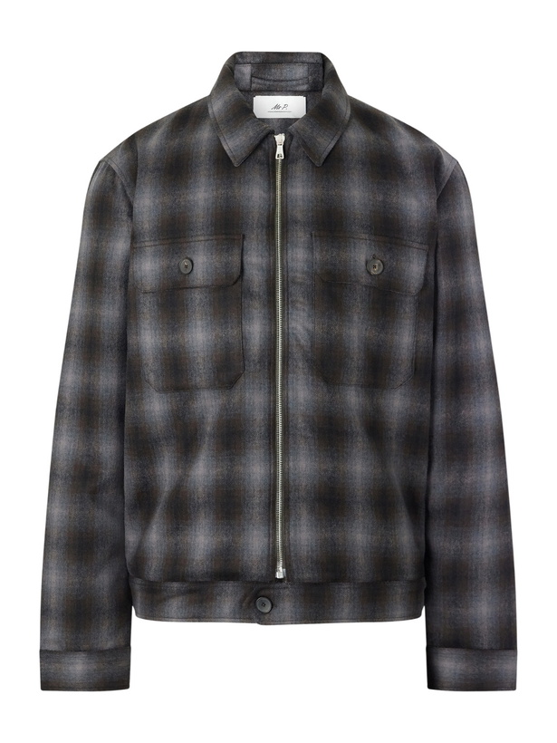 Photo: Mr P. - Checked Virgin Wool Zip-Up Jacket - Brown
