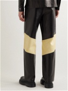 Jil Sander - Straight-Leg Colour-Block Panelled Leather Trousers - Black