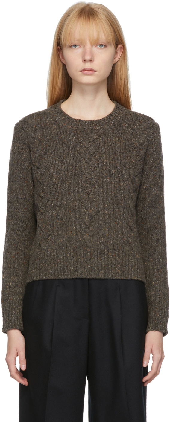 Margaret Howell Taupe Donegal Crewneck Sweater Margaret Howell