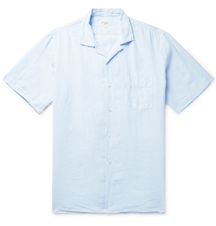 Photo: Hartford - Palm Camp-Collar Linen Shirt - Light blue