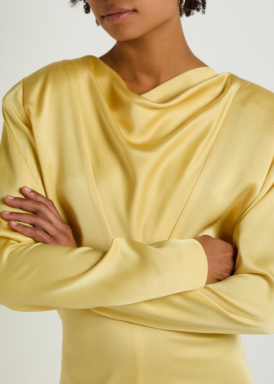 Stella Mccartney Draped Satin Gown Yellow