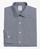 Brooks Brothers Men's Stretch Regent Regular-Fit Dress Shirt, Non-Iron Glen Plaid | Navy