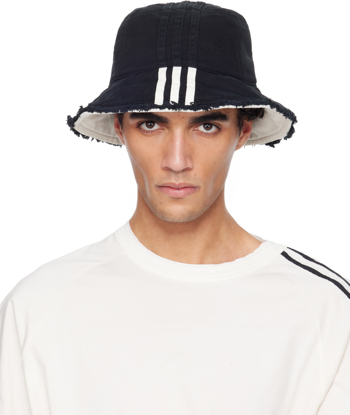 Photo: Y-3 Black Denim Stripes Bucket Hat