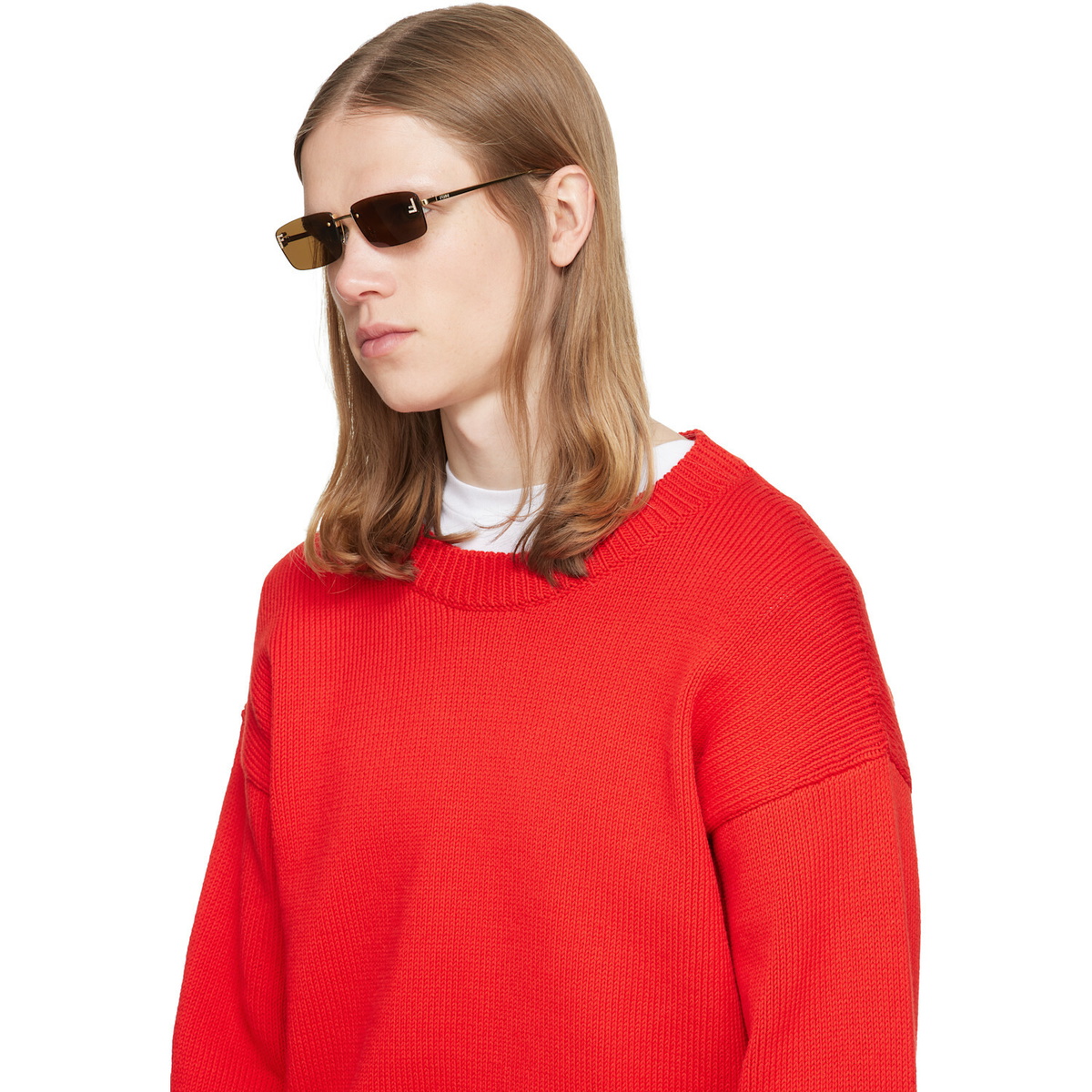 Fendi Gold 'Fendi First' Crystal Sunglasses