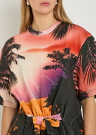 Rabanne Printed Gathered Linen and Cotton-blend T-shirt Purple