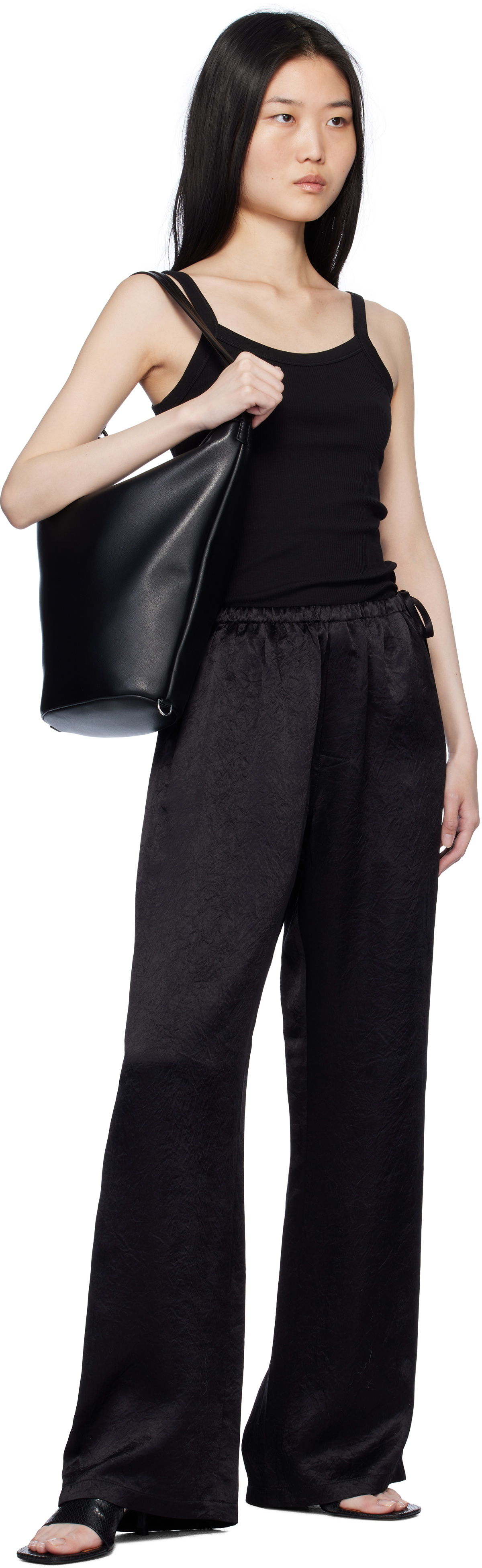 Filippa K Black Fine Rib Tank Top