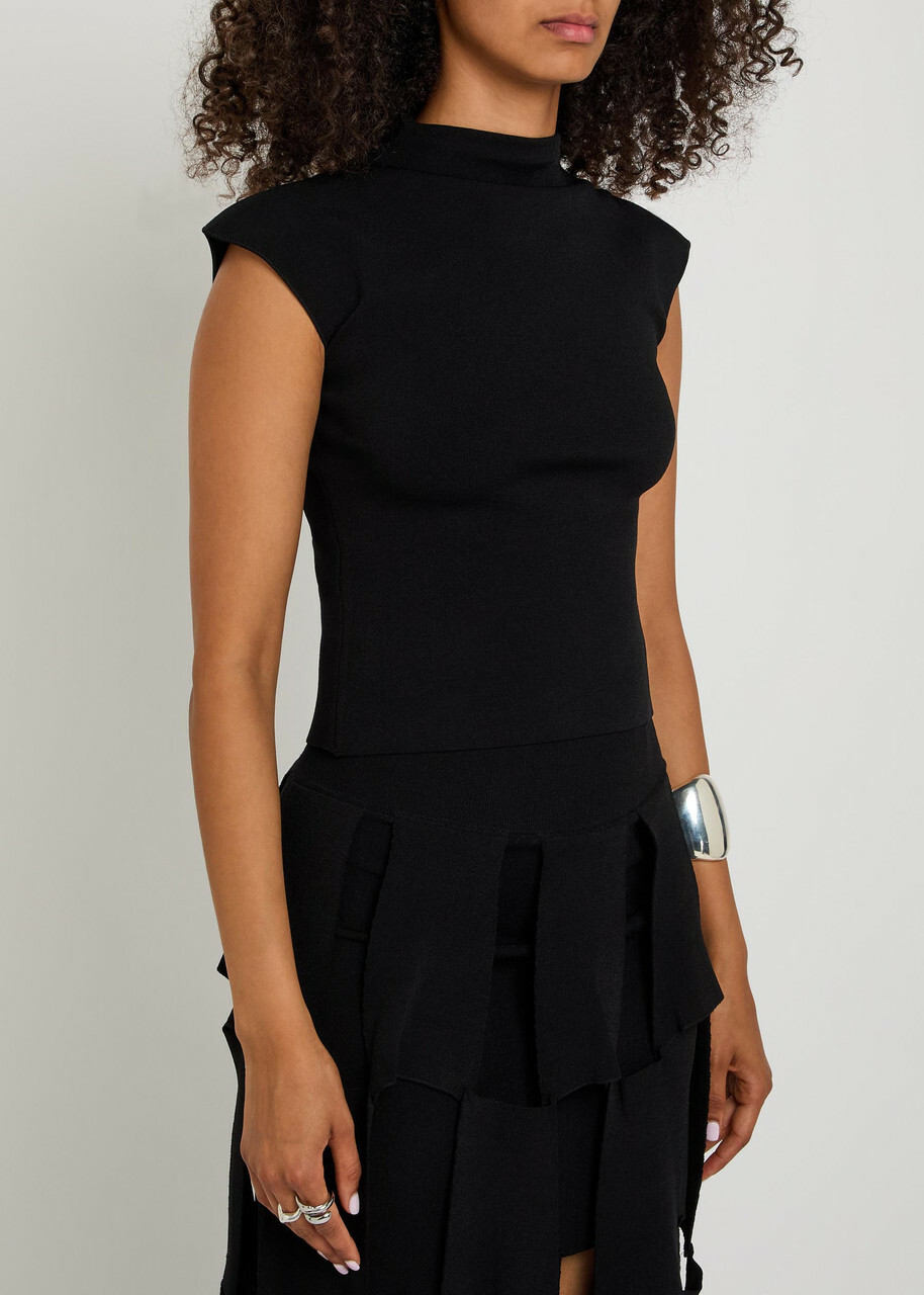 A.W.A.K.E Mode Cap-sleeve Close-knit top Black