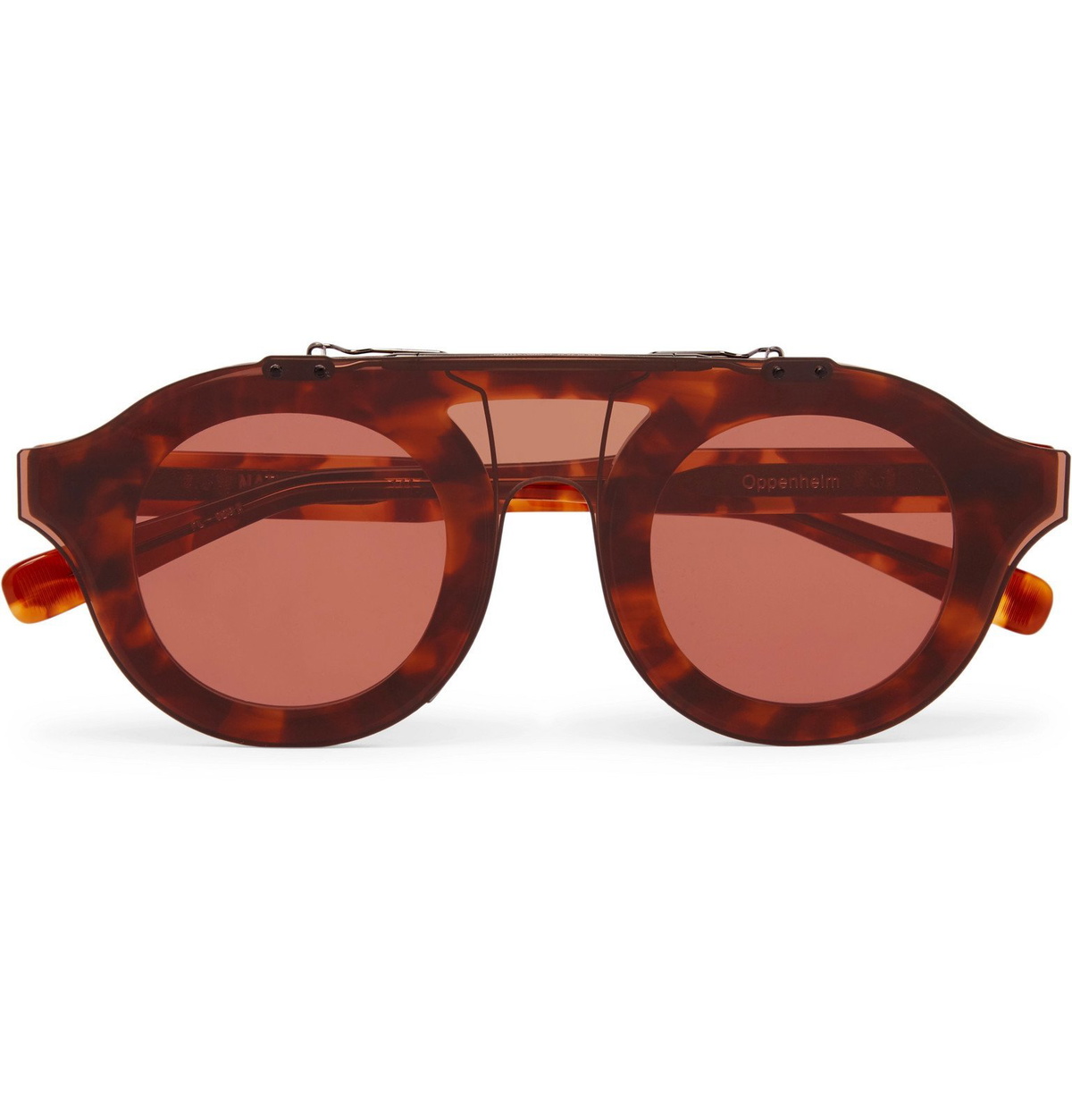 Native Sons - Sacai Oppenheim Round-Frame Tortoiseshell Acetate Glasses  With Clip-On UV Lenses - Brown Native Sons