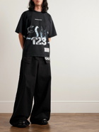RRR123 - Cesus Saves World Tour Logo-Print Appliquéd Cotton-Jersey T-Shirt - Black