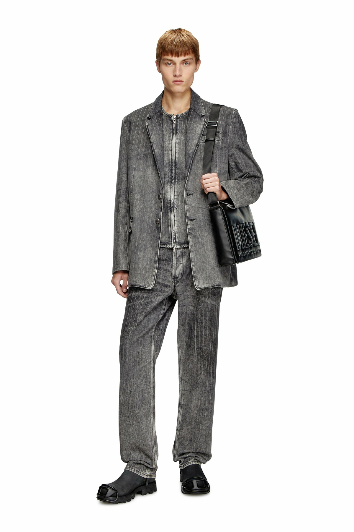 Diesel Blazer in tailoring pinstripe denim - Denim Jackets - Unisex - Black