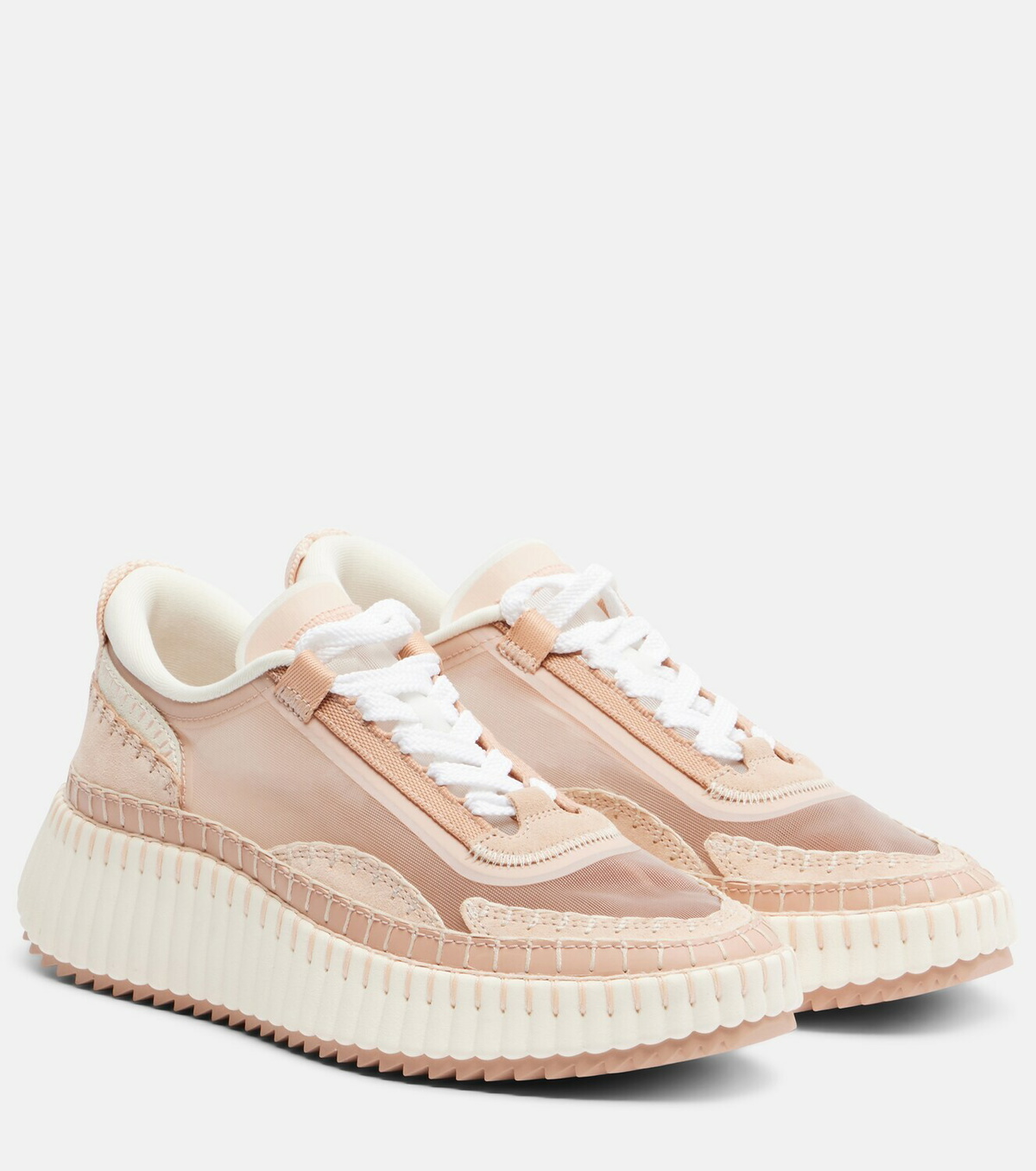 Chloé Nama leather-trimmed platform sneakers