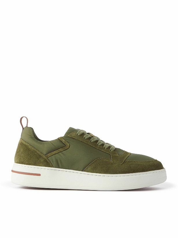 Photo: Loro Piana - Newport Suede-Trimmed Shell Sneakers - Green