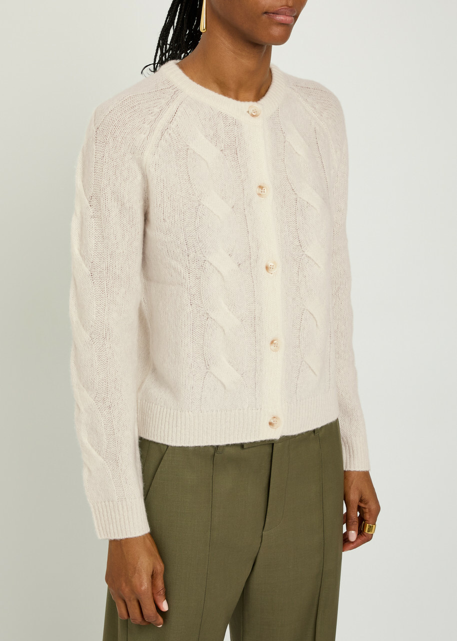 Lisa Yang Gwyneth Cable-knit Cashmere and Silk-blend Cardigan Cream