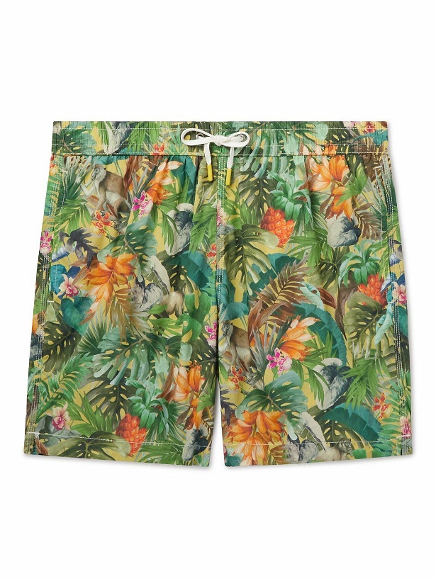 Photo: Hartford - Talley Slim-Fit Mid-Length Embroidered Swim Shorts - Yellow