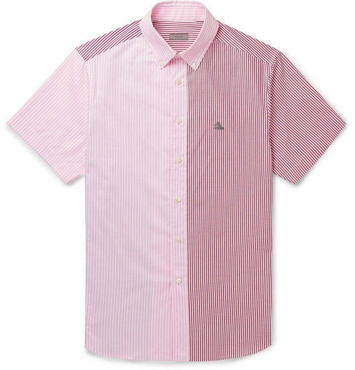 Photo: Lanvin - Button-Down Collar Panelled Striped Cotton Oxford Shirt - Pink