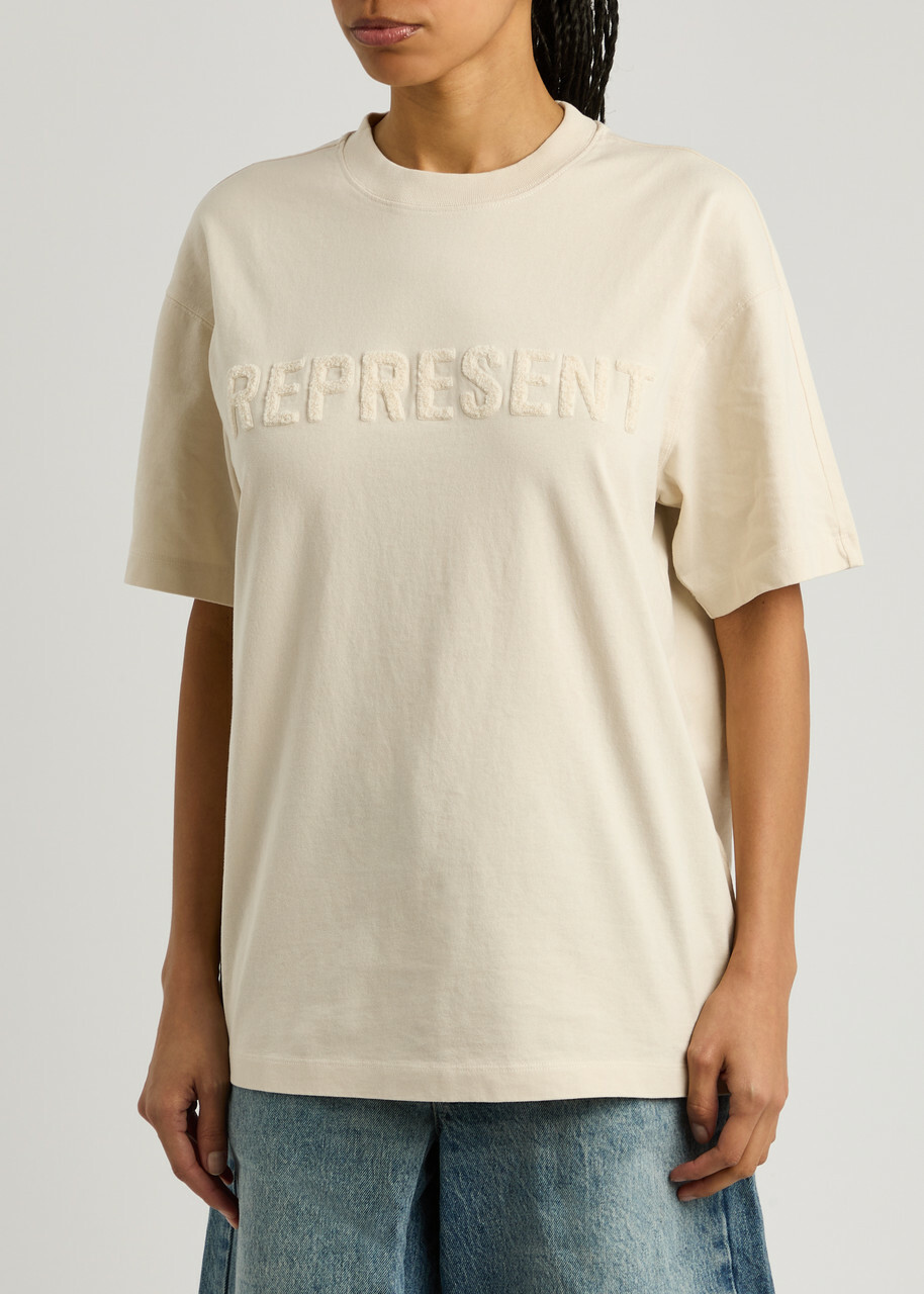 Represent Owners Club Boyfriend Logo Cotton T-shirt Beige