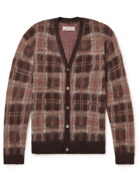 Anonymous ism - Checked Mohair-Blend Cardigan - Brown