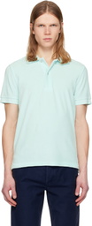 TOM FORD Blue Towelling Short Sleeve Polo