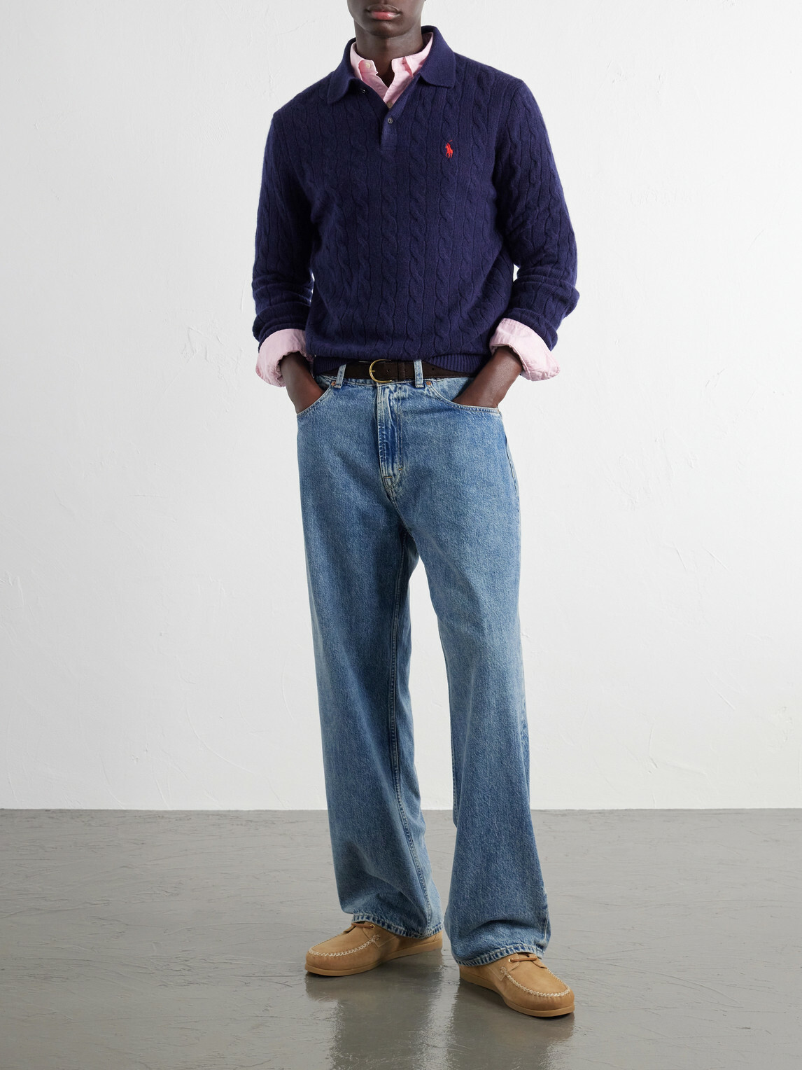 Polo Ralph Lauren - Cable-Knit Wool and Cashmere-Blend Polo Sweater - Blue