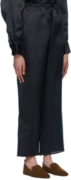 Totême Navy Silk Trousers