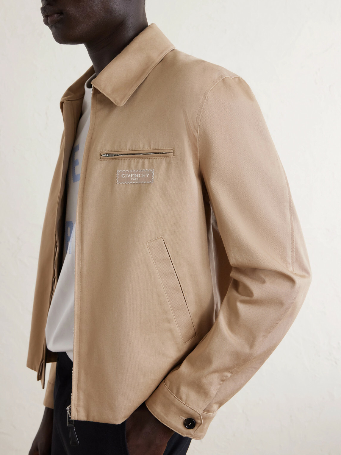 Givenchy - Harrington Logo-Appliquéd Cotton-Twill Jacket - Neutrals