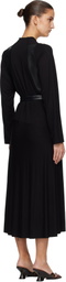 AARON ESH Black Jersey & Leather Wrap Midi Dress