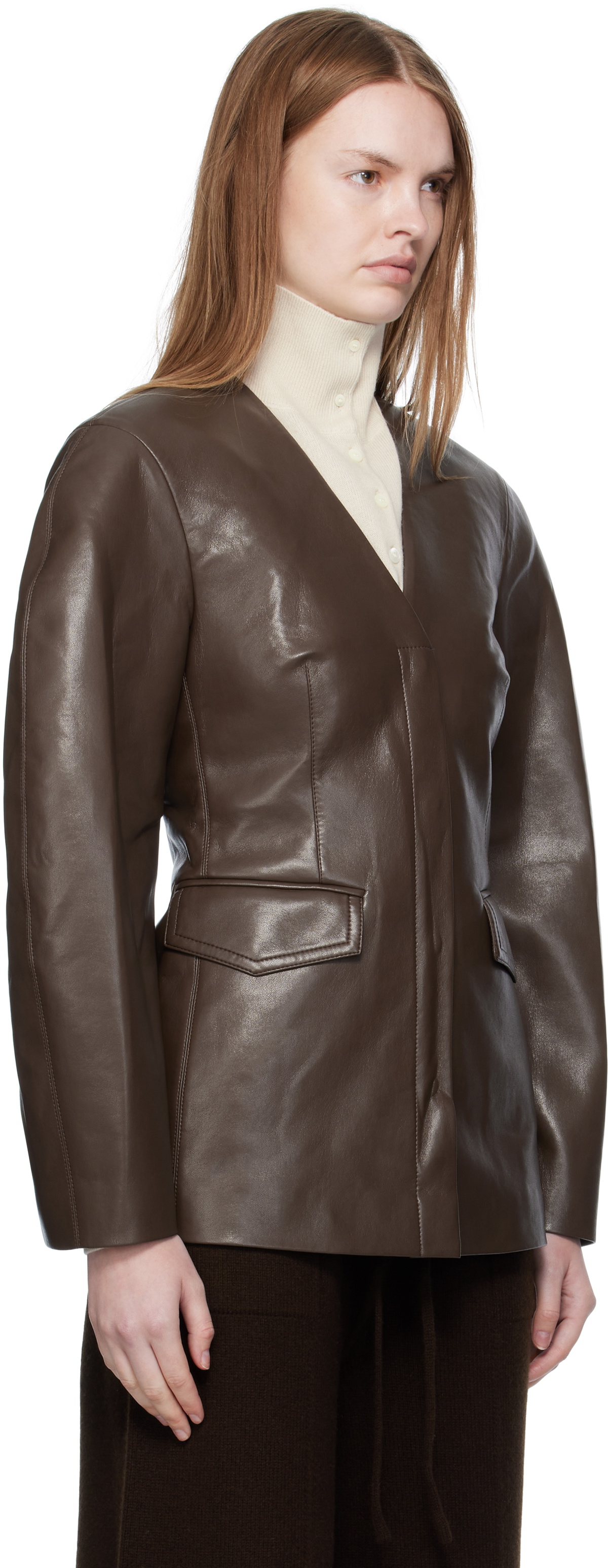 Nanushka Brown Erina Regenerated Leather Blazer