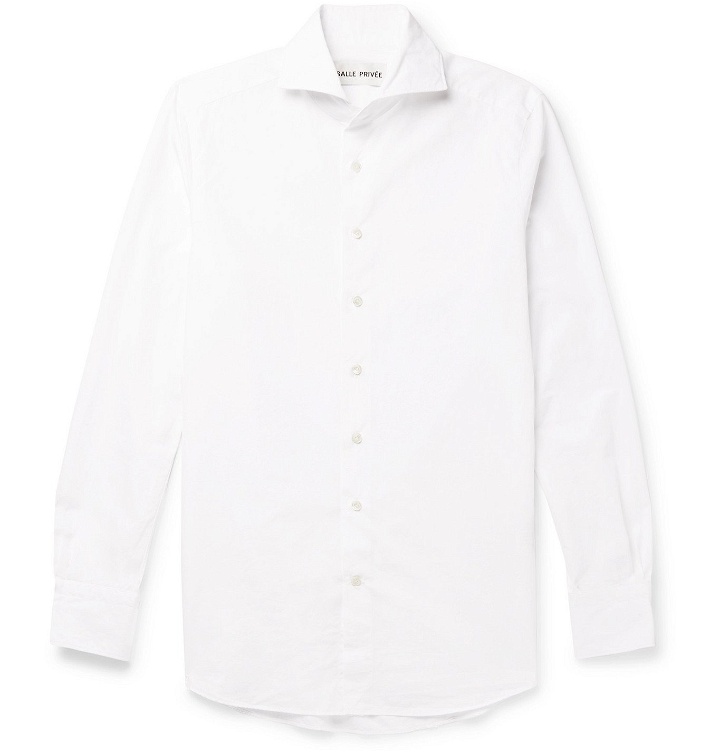 Photo: SALLE PRIVÉE - White Evron Slim-Fit Cutaway-Collar Cotton-Poplin Shirt - White