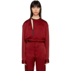 Haider Ackermann Red Satin Binding Detail Shirt