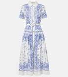 Self-Portrait Embroidered paisley cotton midi dress