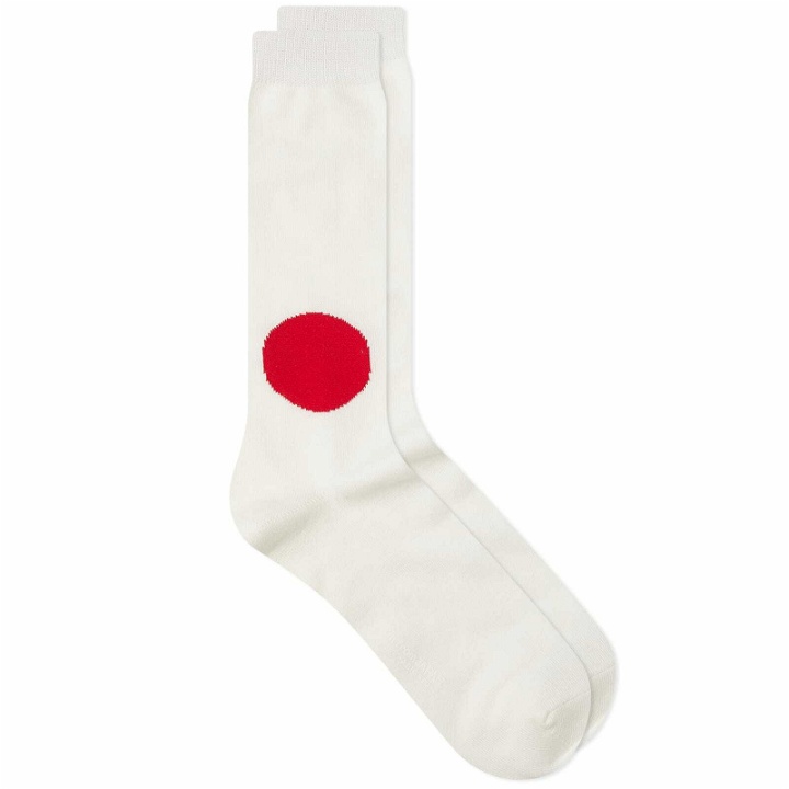 Photo: Blue Blue Japan Men's Japanese Flag Sock in Natural