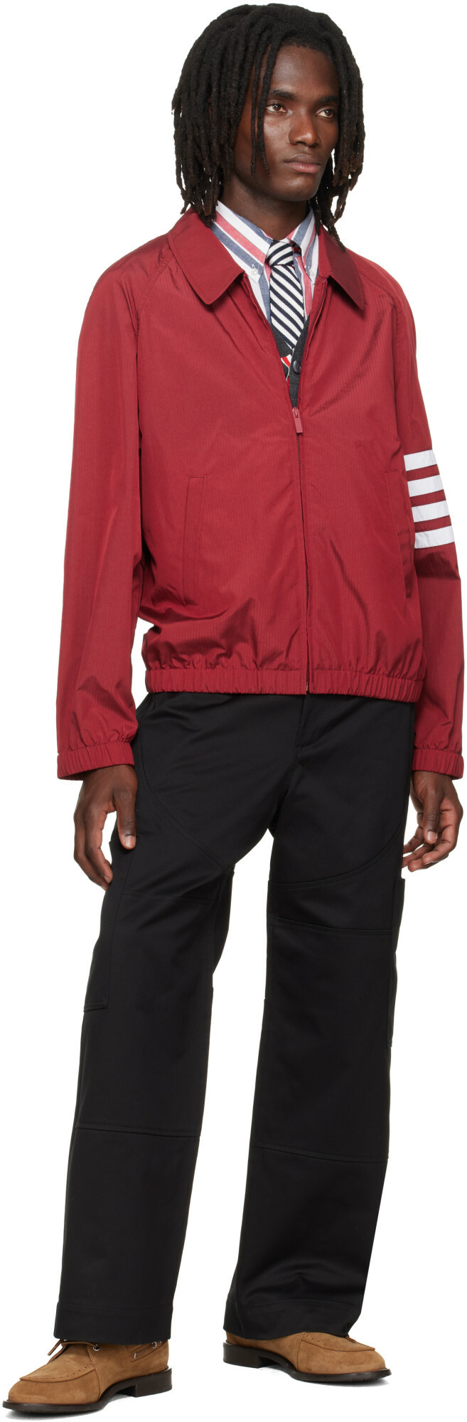 Thom Browne Red Ripstop Raglan Coach Jacket