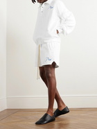 Rhude - Straight-Leg Logo-Embroiderd Cotton-Fleece Shorts - White