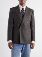 Husbands - Double-Breasted Prince Of Wales Merino Wool-Twill Blazer - Brown