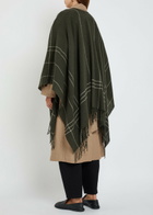 Eileen Fisher Patterned Wool-blend Poncho - Dark Green - One Size