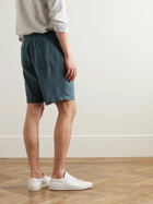 Altea - Straight-Leg Lyocell and Linen-Blend Twill Bermuda Shorts - Blue