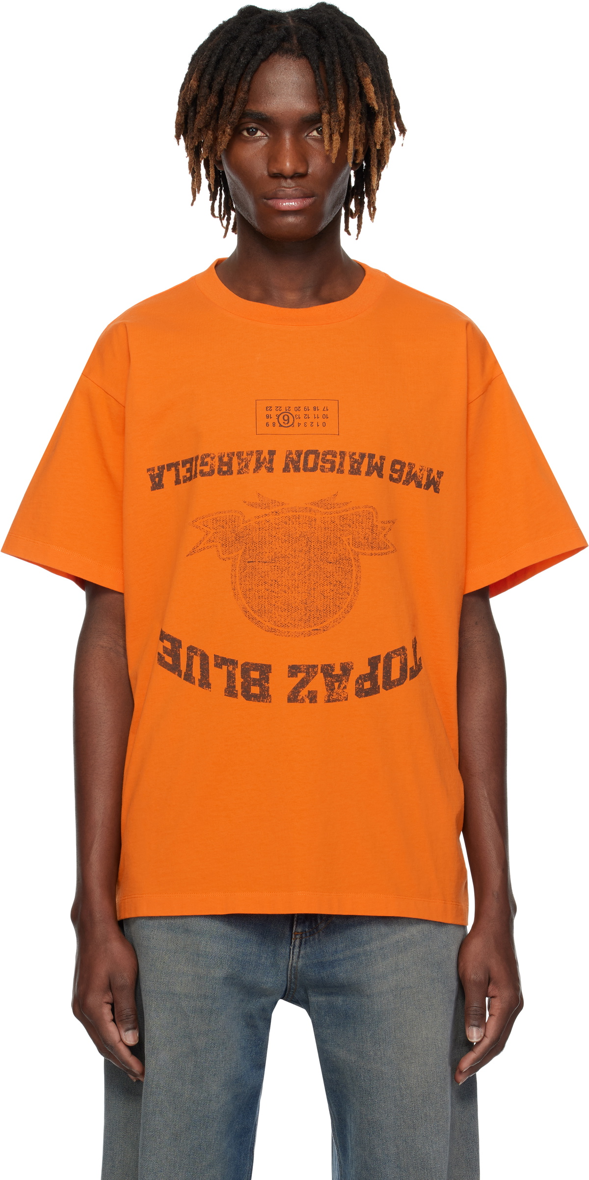 【関税込み】MM6 Maison Margiela オレンジ Topaz Blue Tシャツ MM6 Maison Margiela Orange Topaz Blue T-shirt MM6 Maison