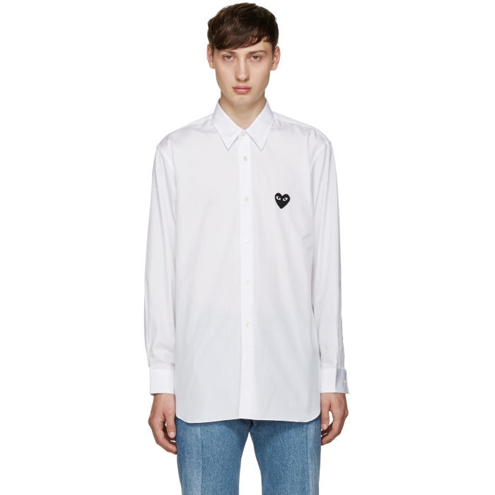 Photo: Comme des GarÃ§ons Play White Poplin Heart Shirt