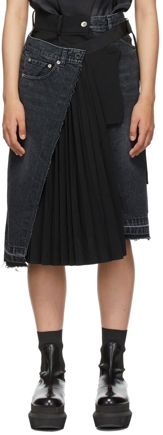 Sacai Black Denim Suiting Skirt Sacai