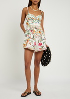 Farm Rio Delicate Forest Printed Linen Romper White