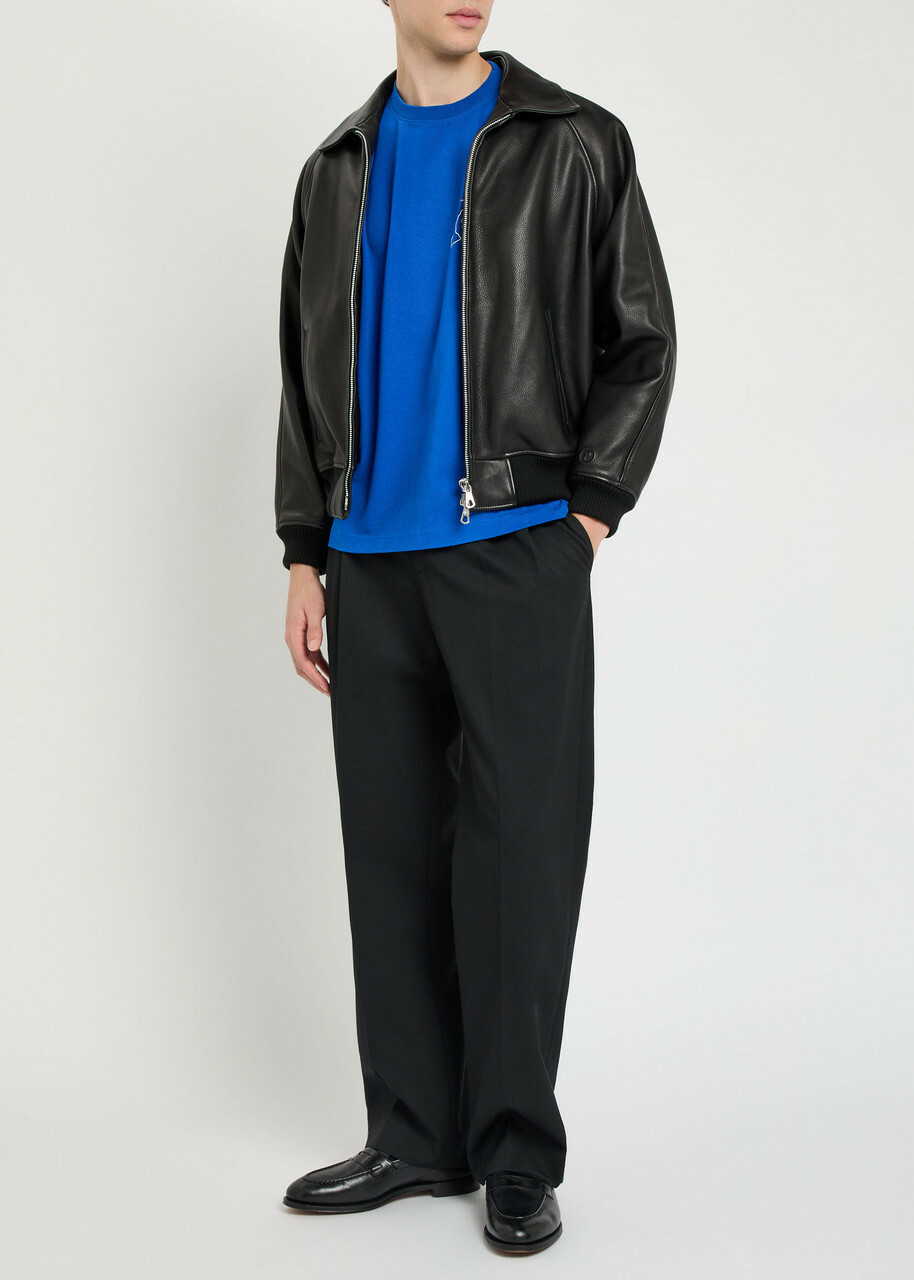 Picante Senna Logo-embossed Leather Jacket Black