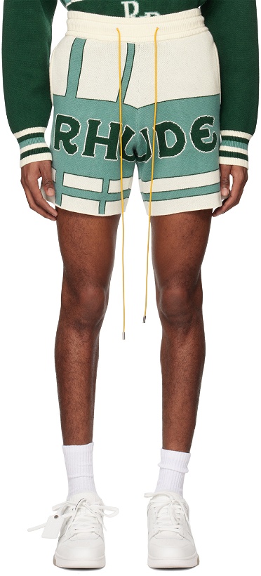 Photo: Rhude Off-White & Green Jacquard Shorts