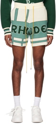 Rhude Off-White & Green Jacquard Shorts