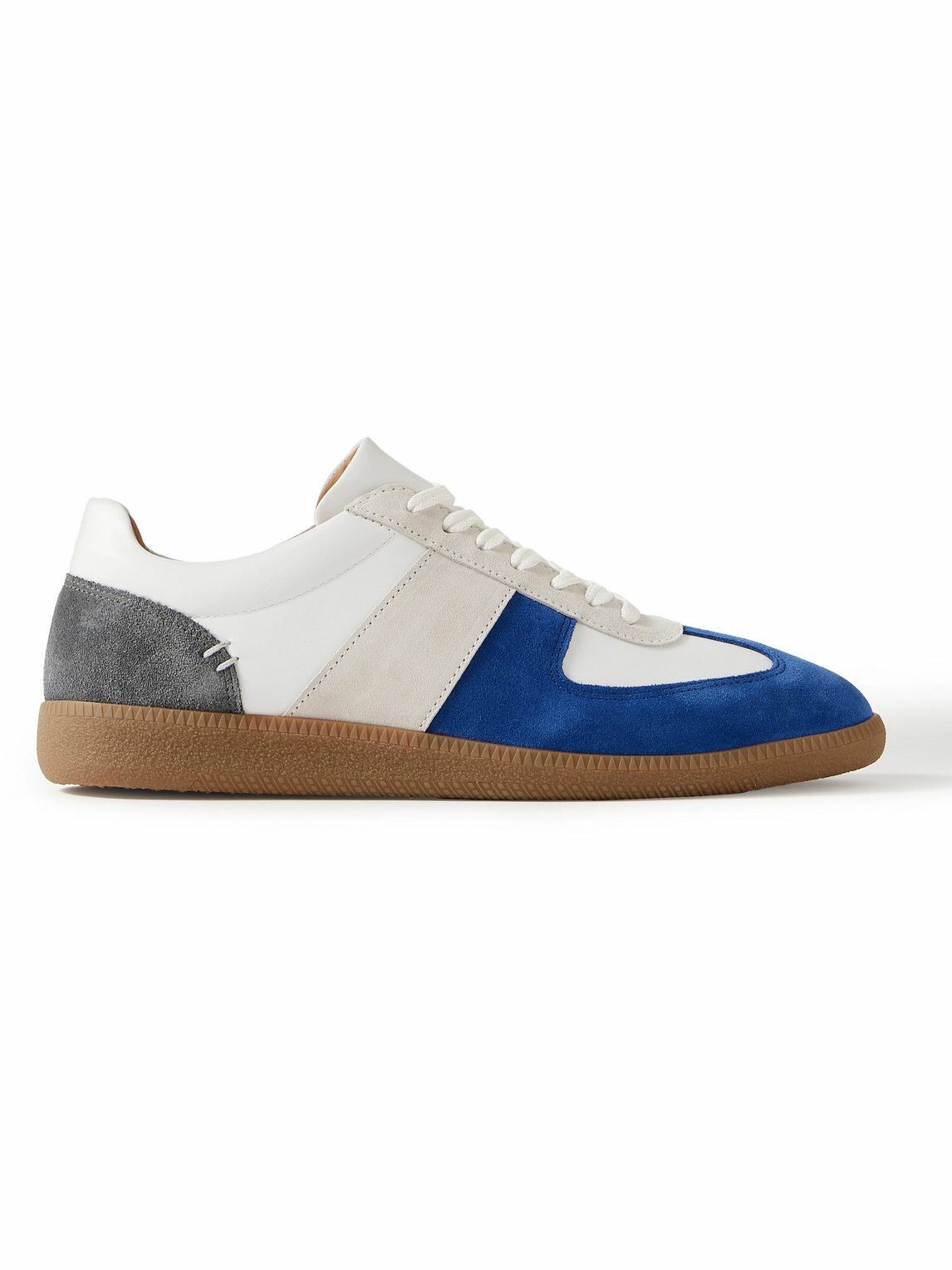 Mr P. - Ansel Colour-Block Suede and Leather Sneakers - Blue
