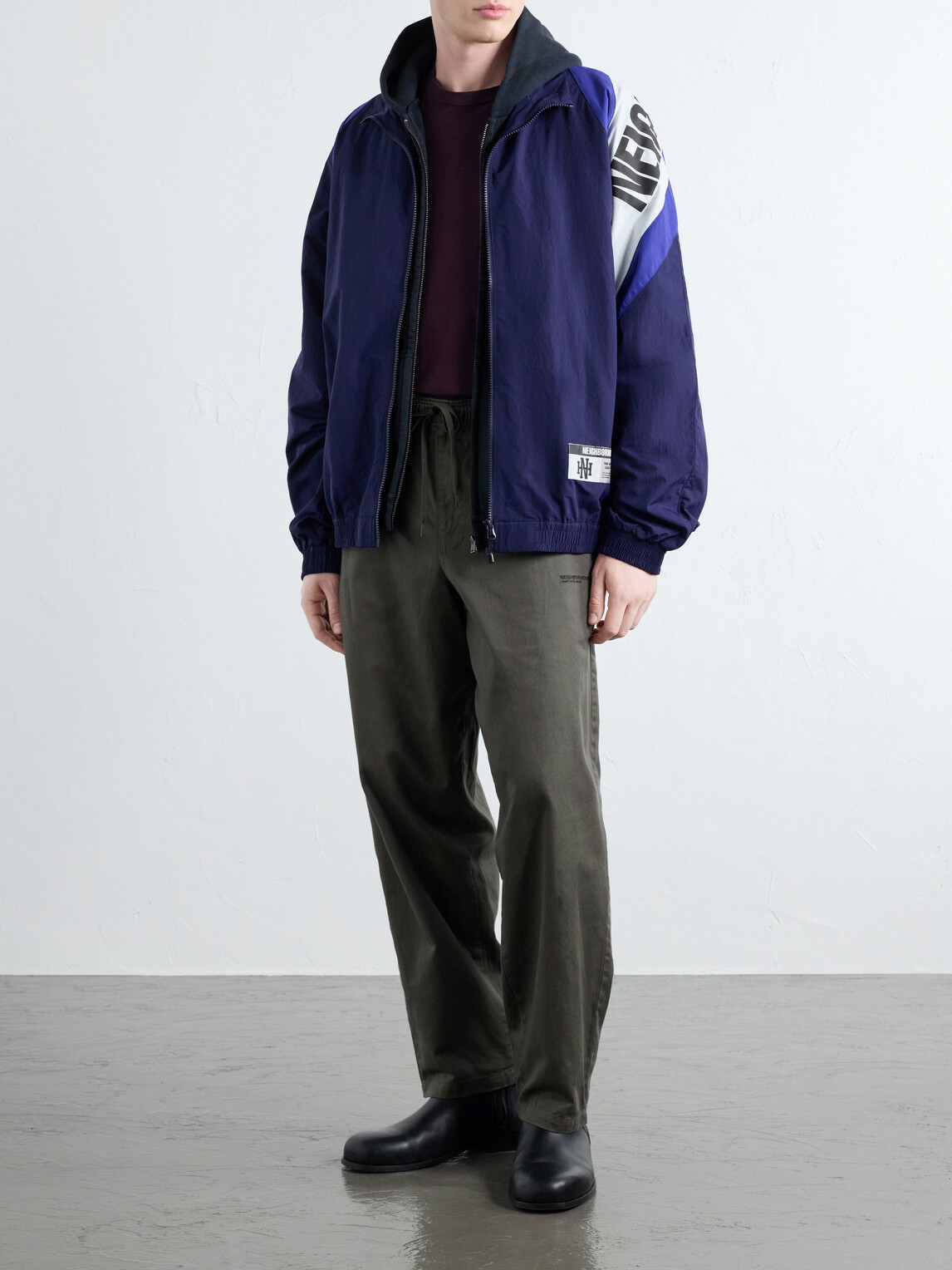 Neighborhood - Logo-Print Colour-Block Taffeta Track Jacket - Blue